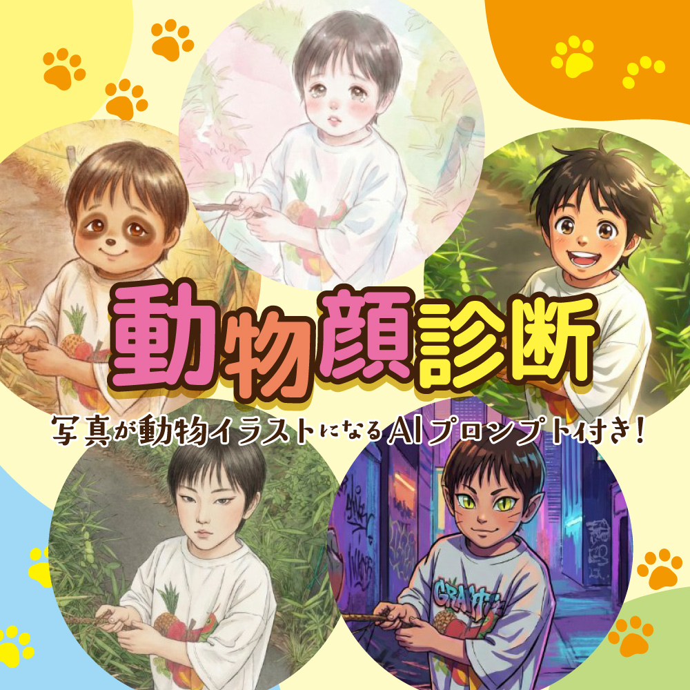 動物顔診断！あなたの顔はどのタイプ？写真が動物イラストになるAIプロンプト付き