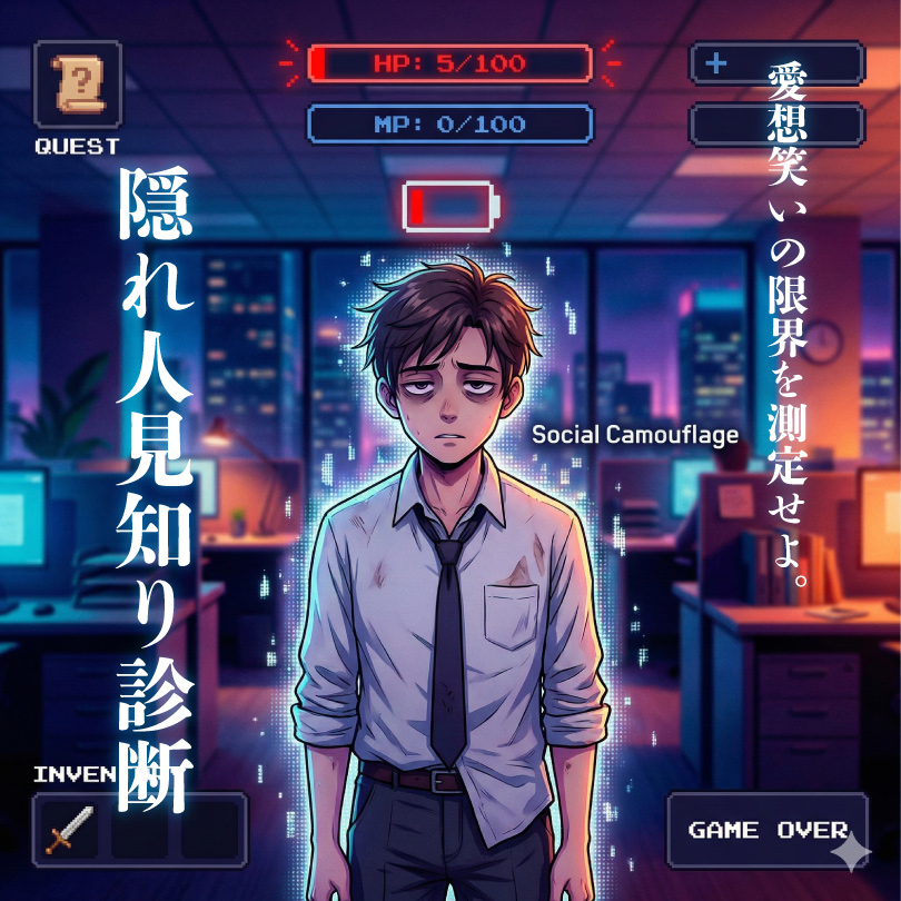 隠れ人見知り診断｜あなたの「社交性HP」は残り何％？擬態コミュ力AI調査