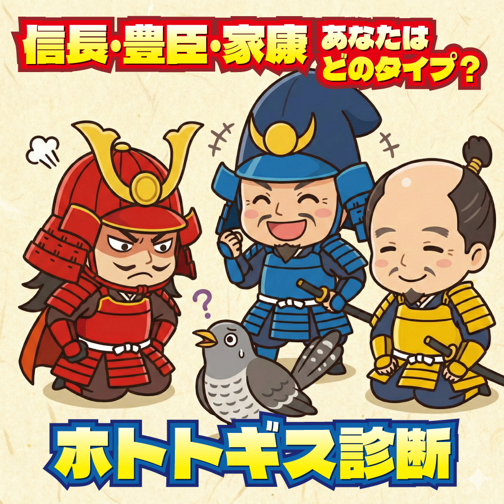 【ホトトギス診断】鳴かない、どうする？あなたは信長・秀吉・家康のどのタイプ？